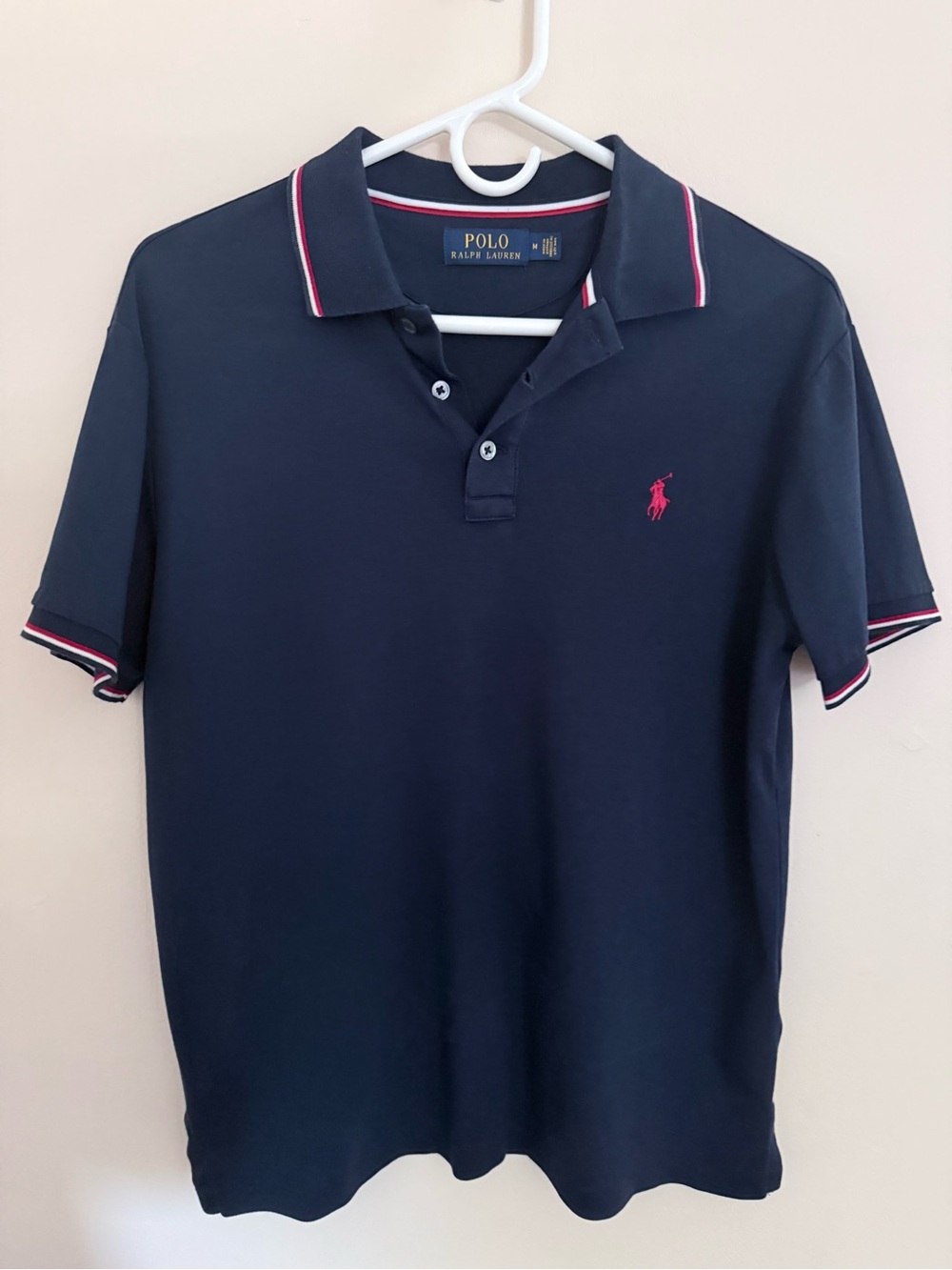 Polo Ralph Lauren Classic Fit Mens Navy Tipped Mesh Short Sleeve Polo size M - Picture 3 of 9